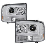 1PC Light Bar Projector Headlights - Chrome