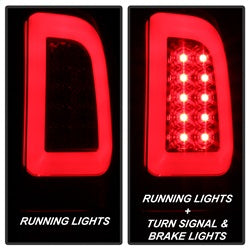 Spyder Light Bar LED Tail Lights - Version 3 - Red Clear — for select Ford trucks (5084736)