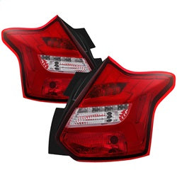 Spyder LED Tail Lights - Red Clear — 2012-2014 Ford Focus (5085153)