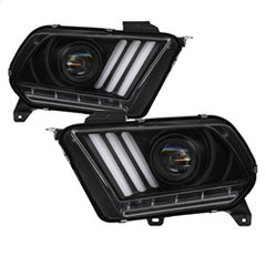 Spyder Light Bar Projector Headlights - LED Sequential Turn Signals - Black — 2010-2014 Ford Mustang (5085429)