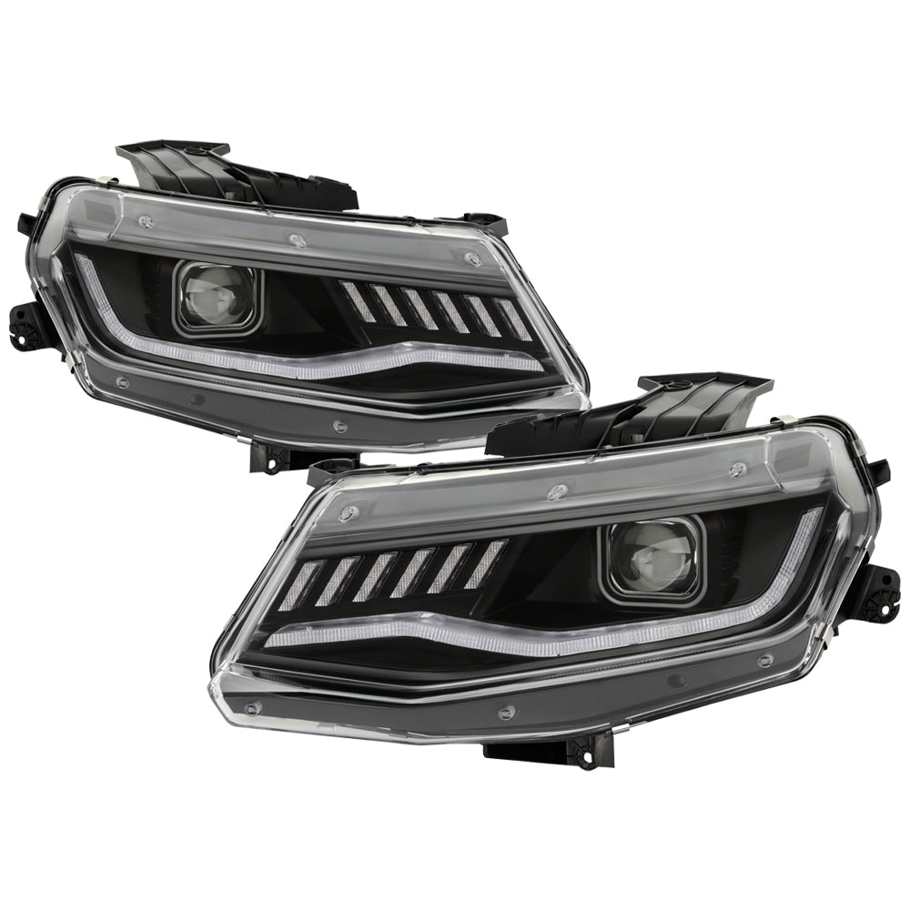 Spyder LED Headlights - Sequential Turn Signal - Black — 2016-2018 Chevrolet Camaro (5087317)