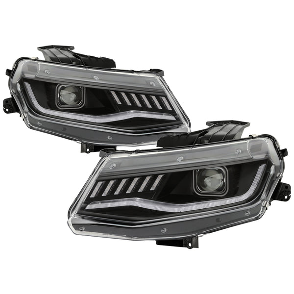 Spyder Projector Headlights - Sequential Turn Signal - Black — 2016-2018 Chevrolet Camaro (5087379)