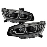 Projector Headlights - DRL U-Shape - Black