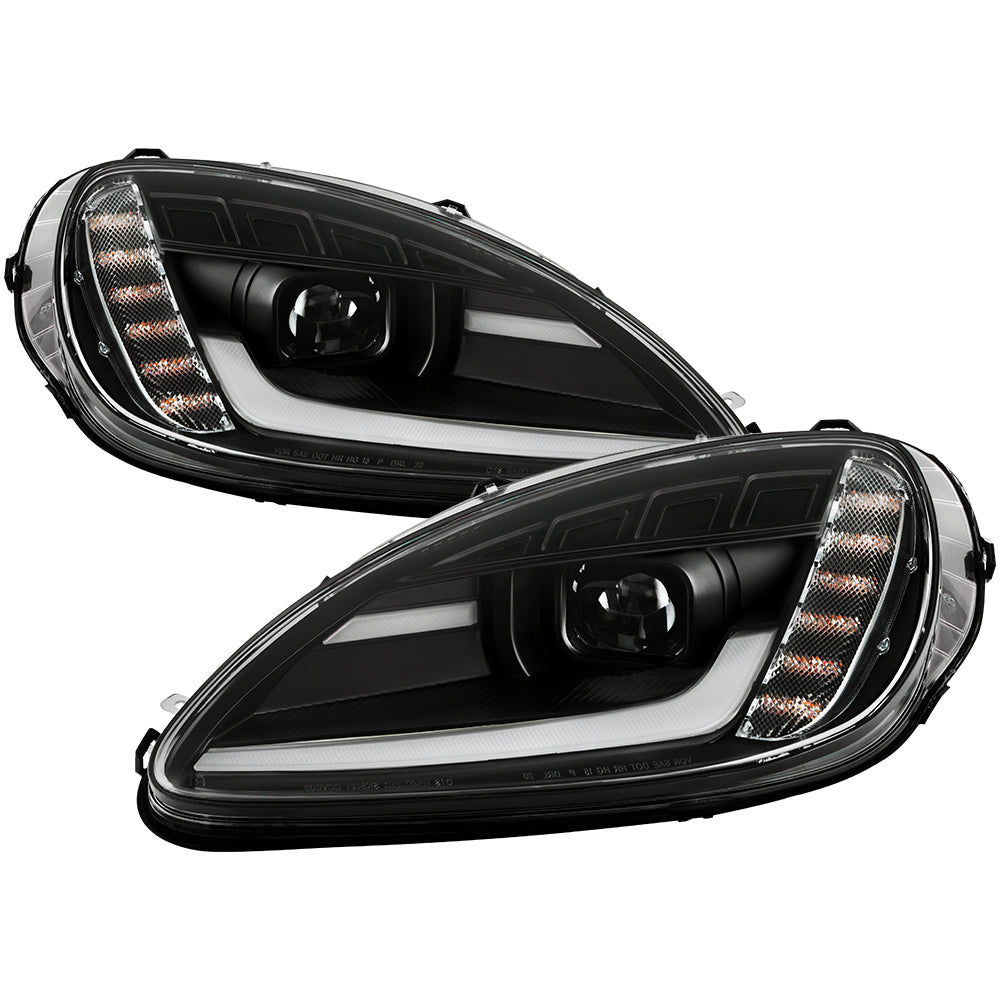 Spyder Projector Headlights - Sequential LED Turn Signal - Black — 2005-2013 Chevrolet Corvette (5087935)