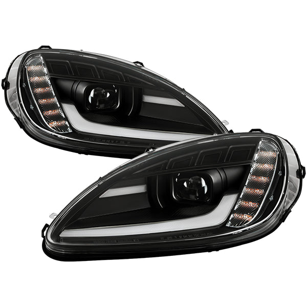 Spyder High-Power LED Module (High Beam And Low Beam) Equipped Headlights - Black — 2005-2013 Chevrolet Corvette (5087959)