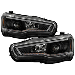Spyder Projector Headlights - Sequential LED Turn Signal - Black — 2008-2017 Mitsubishi Lancer (5088123)