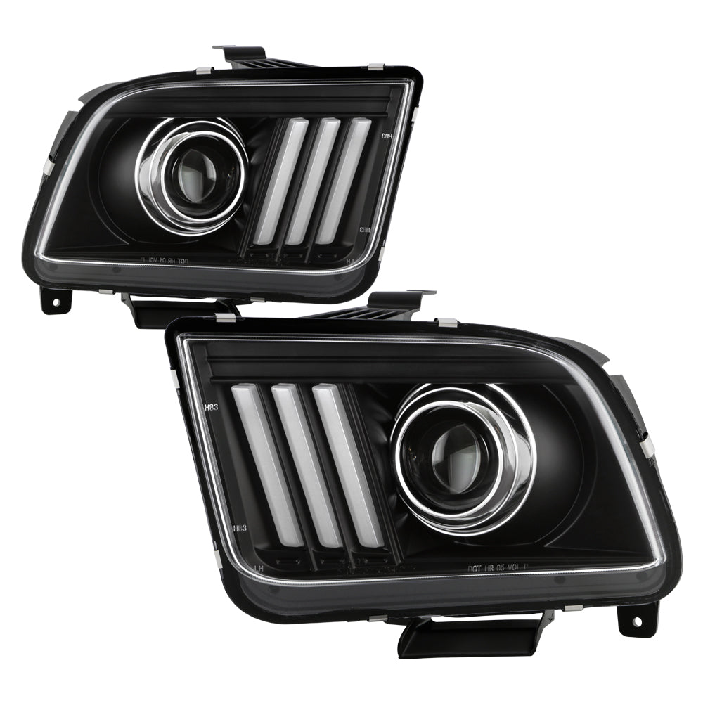 Spyder High-Power LED Module ( Low Beam ) Equipped Headlights - Version 2 - Black — 2005-2008 Ford Mustang (5088192)