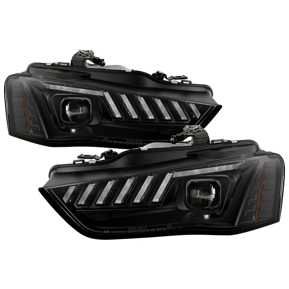 Spyder Projector Headlights - Switch Back Sequential LED Turn Signal - Black — for select Audi vehicles (5088338)