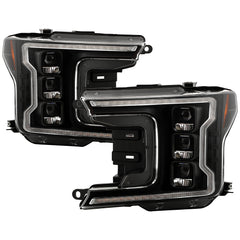 Spyder High-Power LED Module (High Beam And Low Beam) Equipped Headlights - Black — 2018-2020 Ford F-150 (5088475)