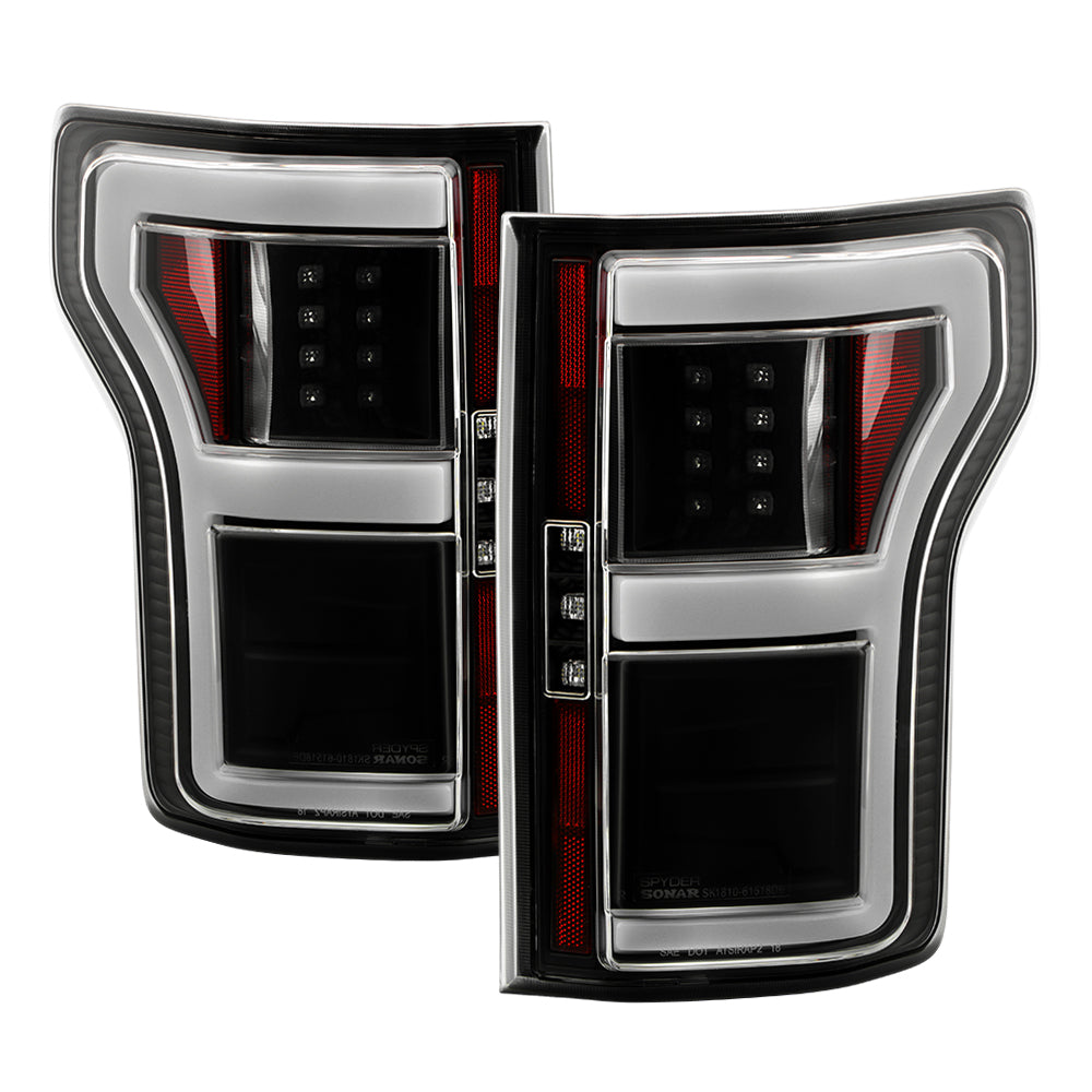 Spyder LED Tail Lights - Black — 2018-2020 Ford F-150 (5088550)