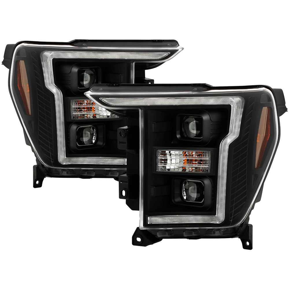 Spyder Projector Headlights - LED Crystal Light Bar Parking Lights - Black