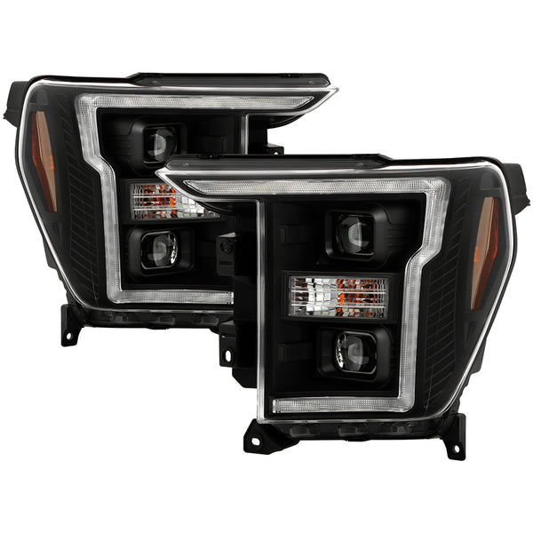 Spyder Projector Headlights - LED Crystal Light Bar Parking Lights - Black