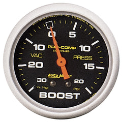 AutoMeter 2-5/8" Boost/Vacuum, 30 in HG/20 PSI, Liquid Filled, Pro-Comp
