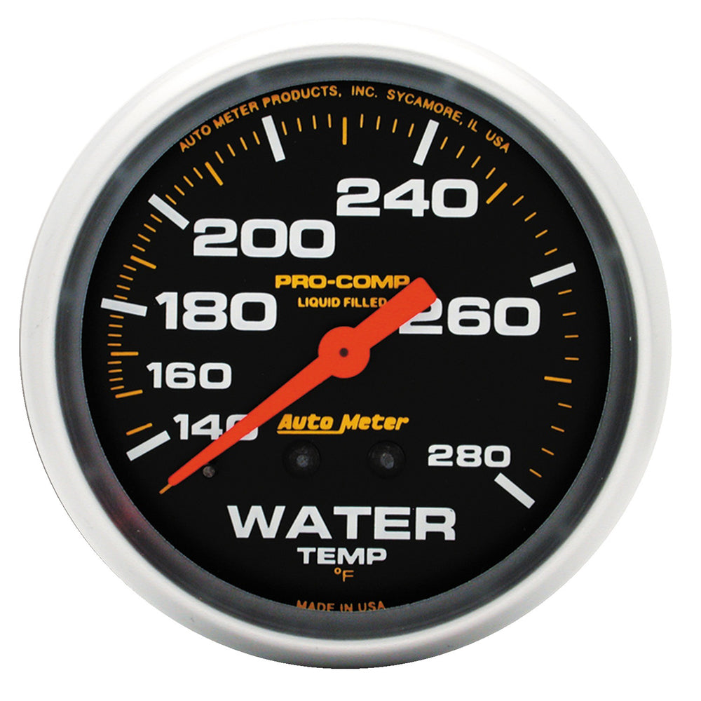 AutoMeter 2-5/8" Water Temperature, 140-280 F, Liquid Filled, Pro-Comp