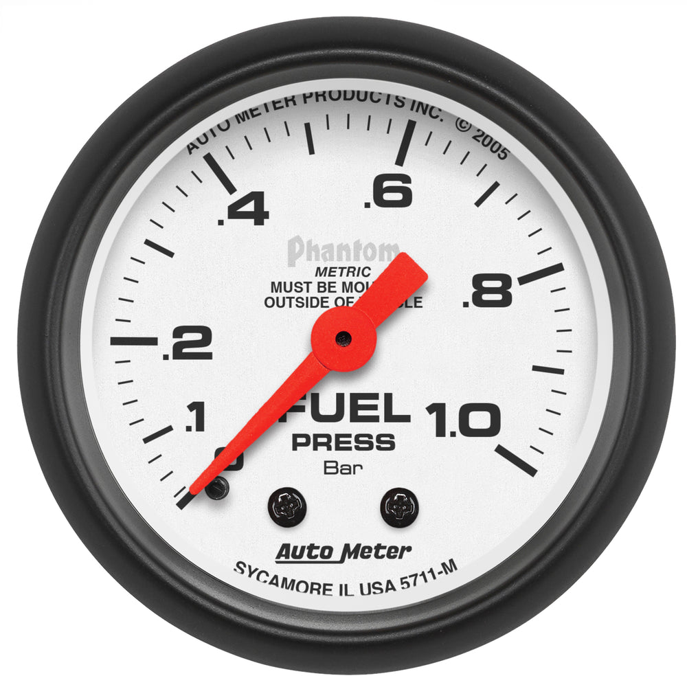 AutoMeter Gauge, Fuel Pressure, 2 1/16", 1.0BAR, Mechanical, Phantom