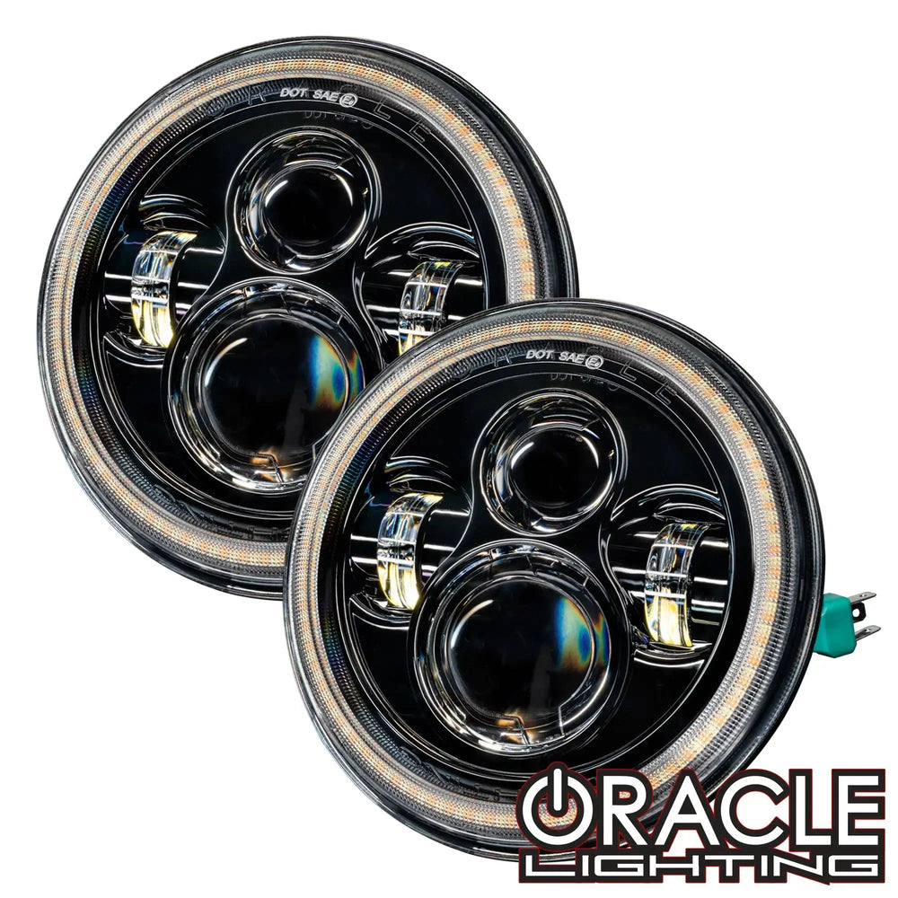 Oracle Phares à halo DEL Switchback 07-18 Jeep Wrangler JK - ambre/blanc - Switchback