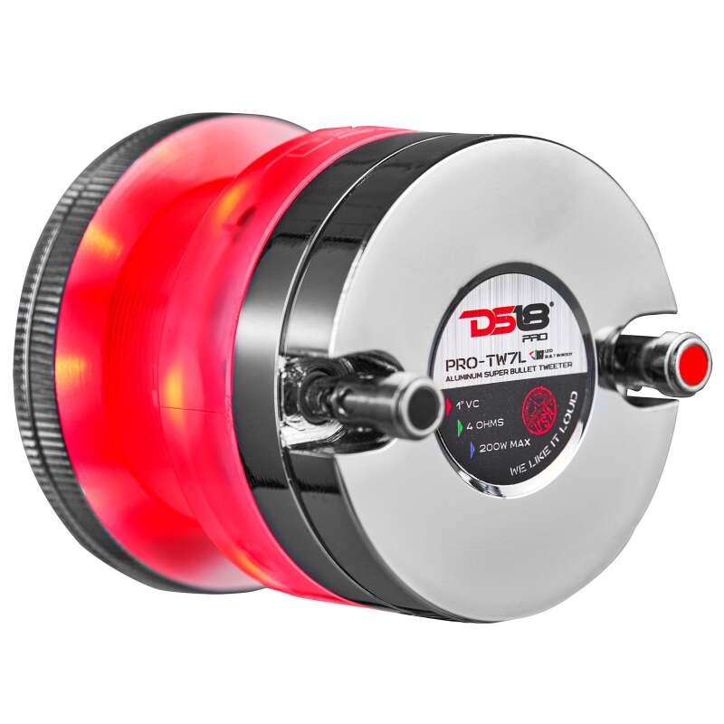 DS18 Haut-parleur d'aigus Super Bullet 2.3 po 100 watts RMS, bobine mobile en titane 1 po, 4 ohms, éclairage DEL RGB