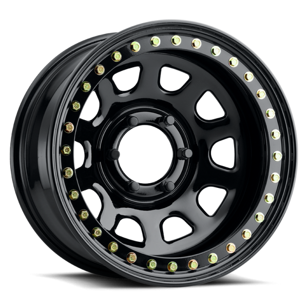 Raceline Roue à verrouillage de talon RT51 Daytona Rock 17x9 po / 5x139.7 / déport -38mm / alésage 107.95mm - noir brillant