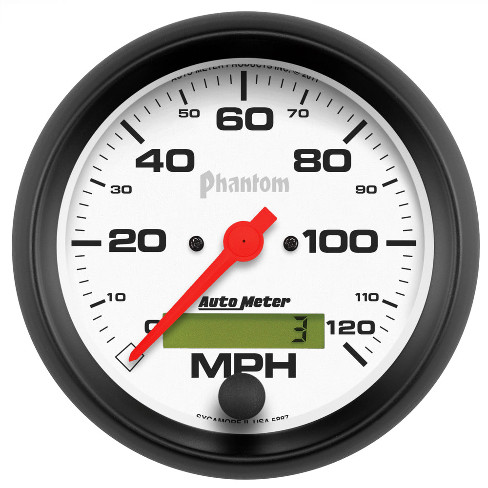 AutoMeter 3-3/8" Speedometer, 0-120 MPH, Phantom — Red (5887)