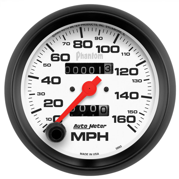 AutoMeter 3-3/8" Speedometer, 0-160 MPH, Phantom — Red (5893)