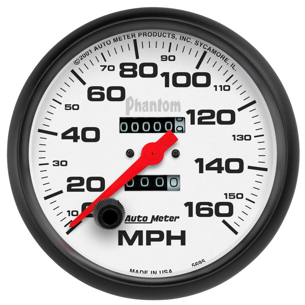 AutoMeter 5" Speedometer, 0-160 MPH, Phantom — Red (5895)