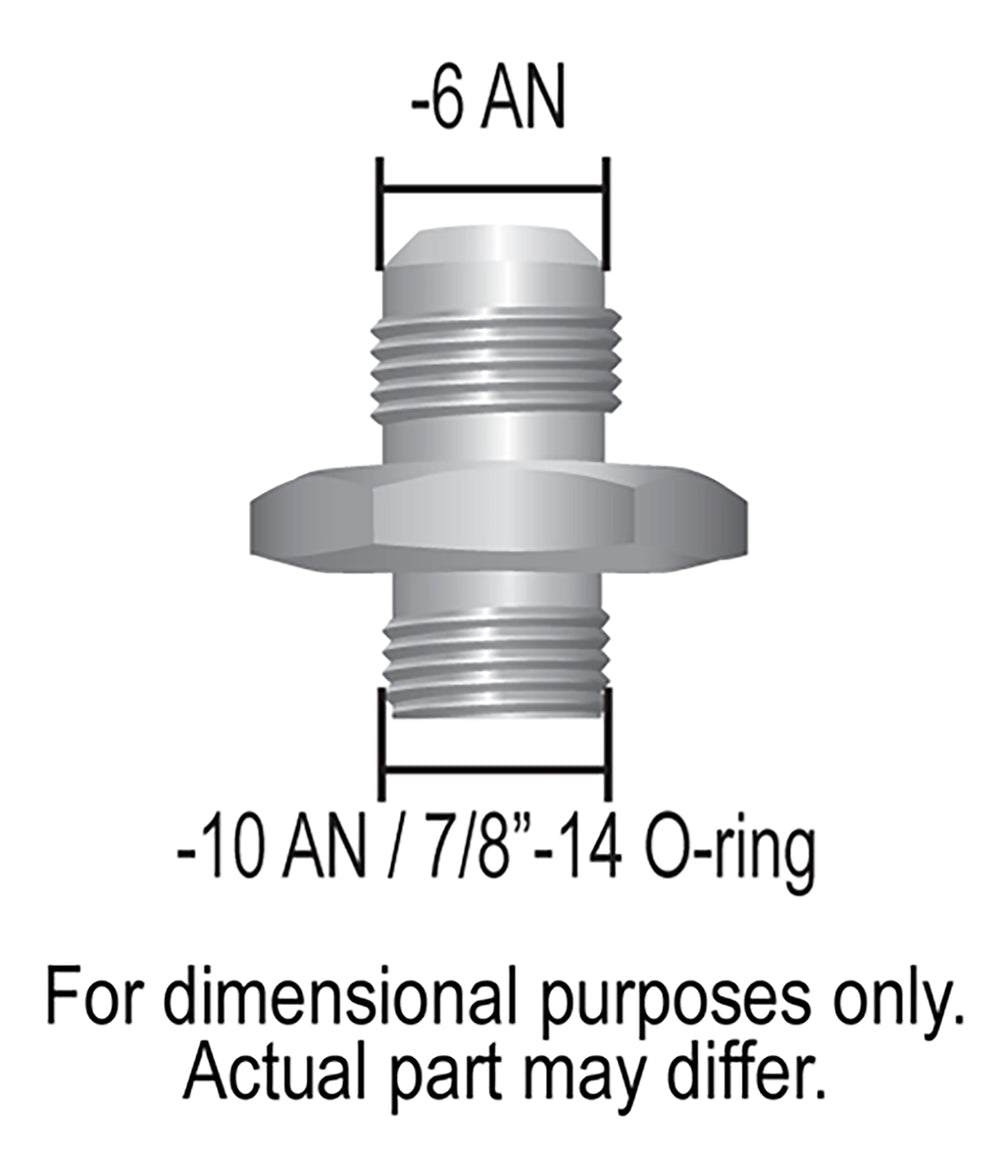 Derale Aluminum Cooler/Adapter Fitting -6AN x -10AN O-ring, Bright Anodized
