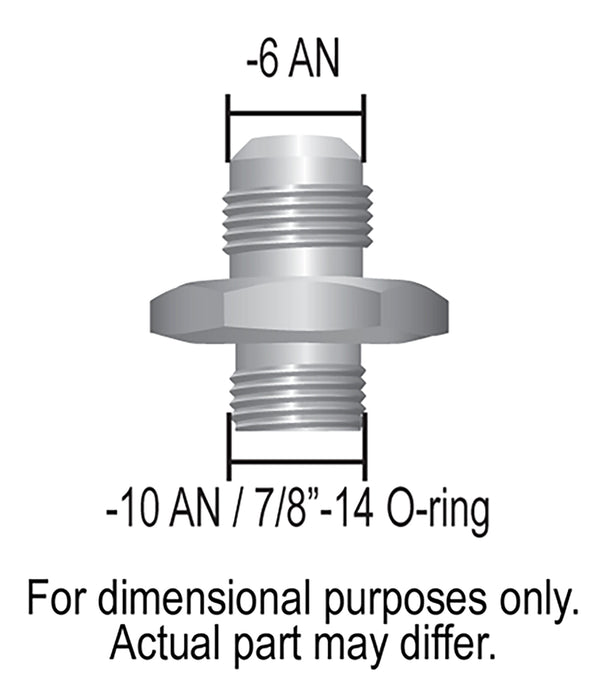 Derale Raccord de refroidisseur/adaptateur en aluminium -6AN x -10AN à joint torique, anodisé brillant