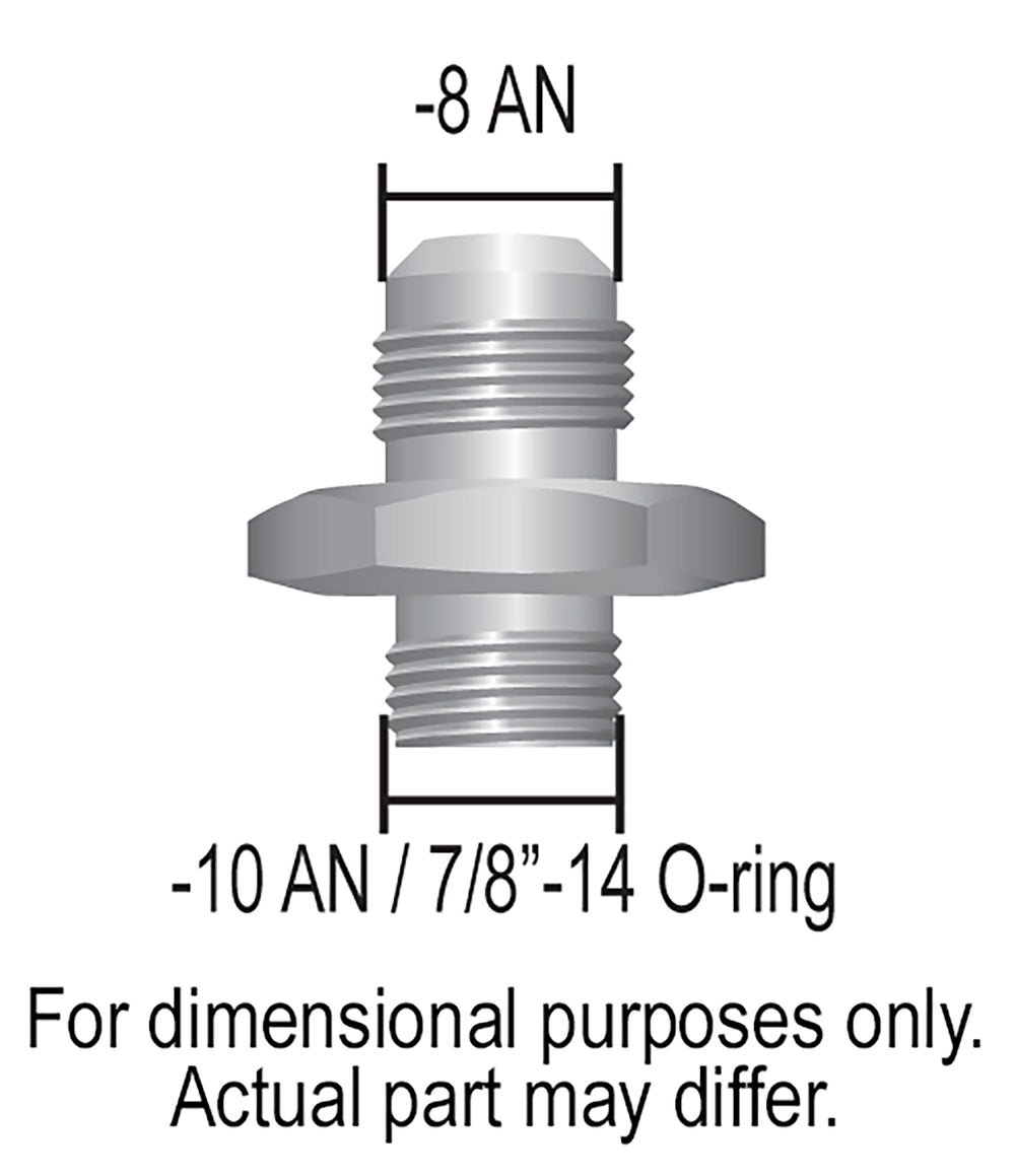 Derale Aluminum Cooler/Adapter Fitting -8AN x -10AN O-ring, Bright Anodized