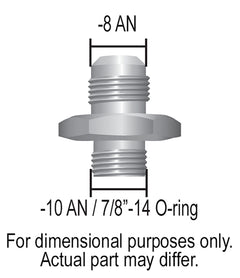 Derale Aluminum Cooler/Adapter Fitting -8AN x -10AN O-ring, Bright Anodized