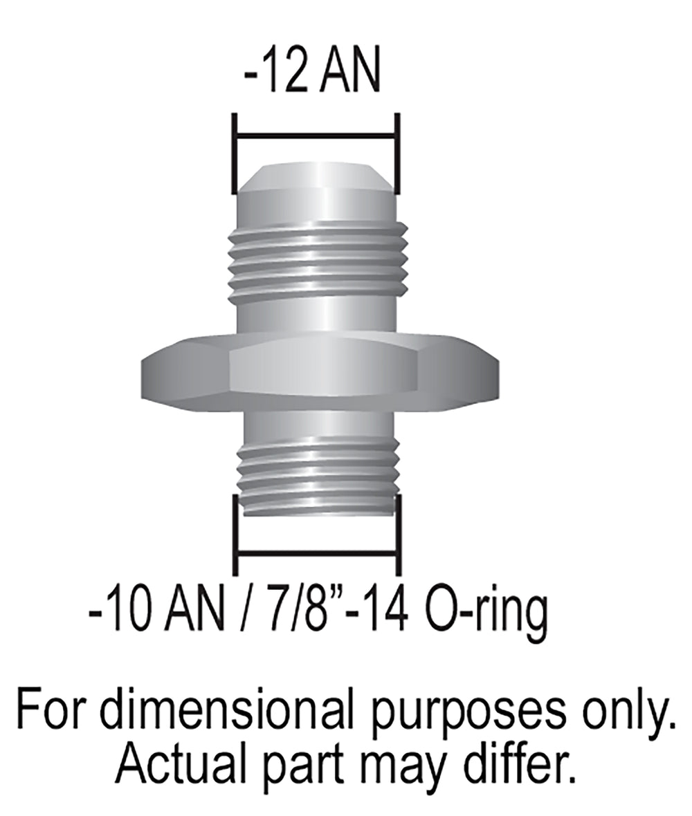 Derale Aluminum Cooler/Adapter Fitting -12AN x -10AN O-ring, Bright Anodized