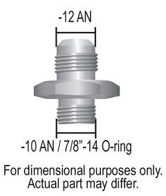 Derale Aluminum Cooler/Adapter Fitting -12AN x -10AN O-ring, Bright Anodized