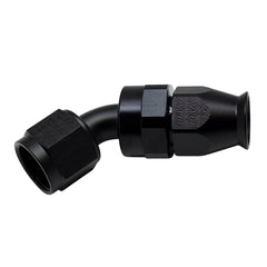 DeatschWerks Raccord d'extrémité de boyau PTFE femelle pivotant à 45 degrés 8AN (1 insert olive inclus) - noir mat anodisé