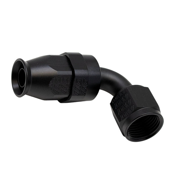 DeatschWerks Raccord d'extrémité de boyau PTFE femelle pivotant à 90 degrés 8AN (1 insert olive inclus) - noir mat anodisé