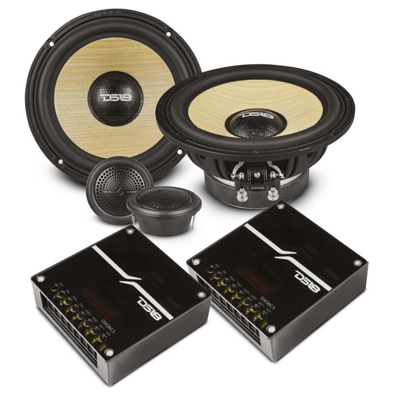 DS18 Système de composantes 2 voies qualité Deluxe 6.5 po + 2 po 150 watts RMS 4 ohms, cône en paille jaune + mousse composite