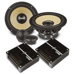 DS18 Système de composantes 2 voies qualité Deluxe 6.5 po + 2 po 150 watts RMS 4 ohms, cône en paille jaune + mousse composite