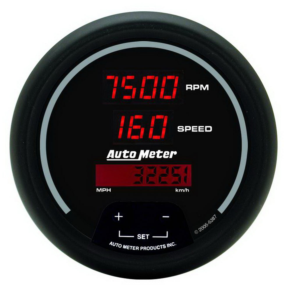 AutoMeter 3-3/8" Tachometer/Speedometer Combo, 10K RPM/260 MPH/260 KM/H, Sport-Comp Digitl