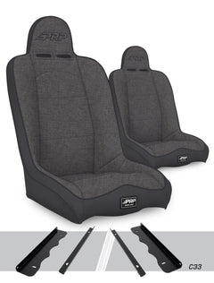PRP Ensemble de sièges à suspension à dossier haut Daily Driver (paire) 95-01 Jeep Cherokee XJ - gris