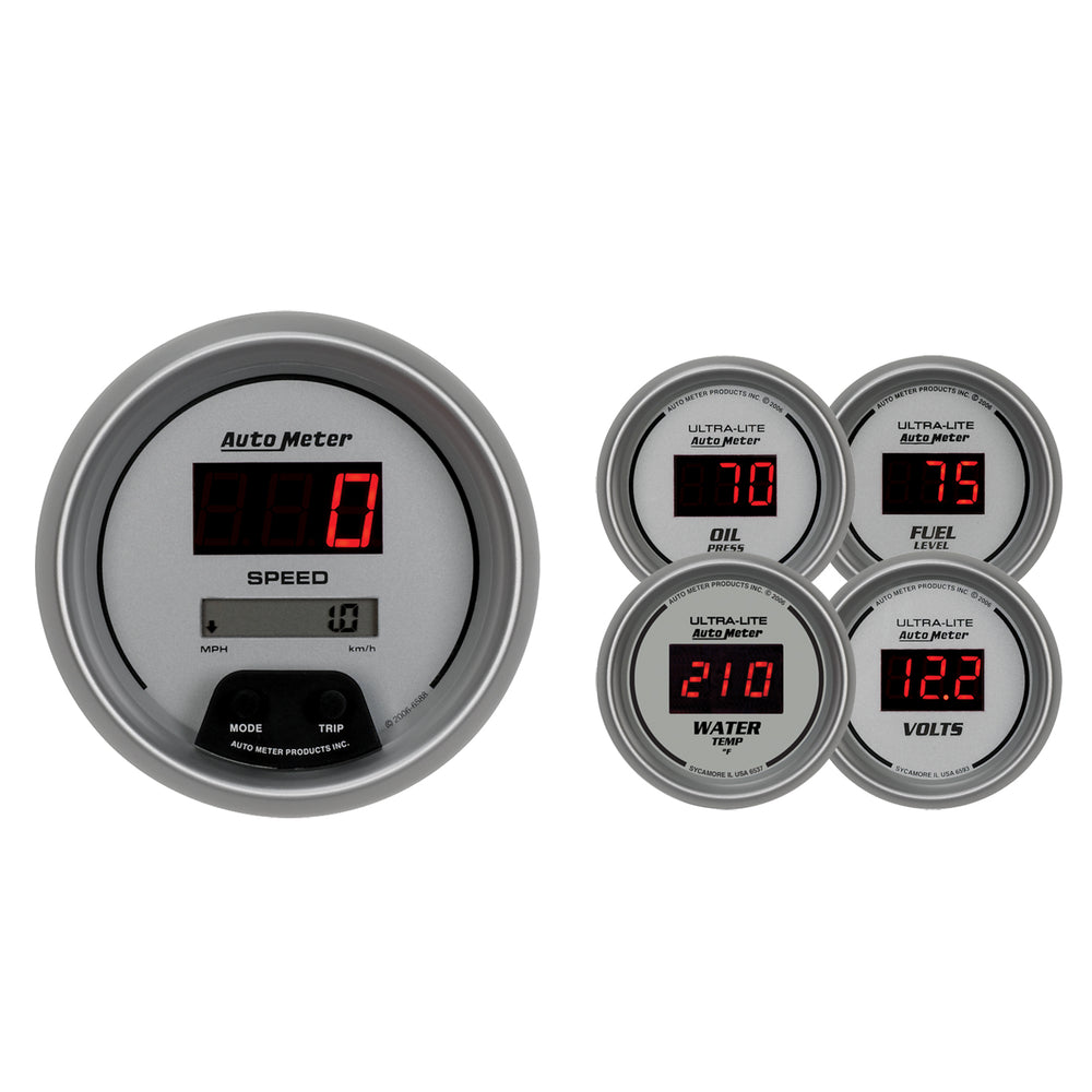 AutoMeter 5 PC. Gauge Kit, 3-3/8" & 2-1/16", Ultra-Lite Digital