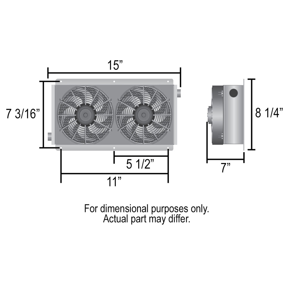 Derale 11 Row Hi-Flow Racing Remote Fluid Cooler with Dual Fans, 7/8-14 UNF O-ring