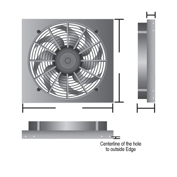 Derale Powerpack - High Output Single 17" RAD Fan/Aluminum Shroud Kit with PWM Controller — Gray/Black (66818)