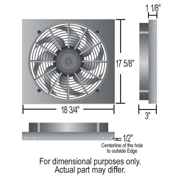 Derale Powerpack - High Output Single 17" RAD Fan/Aluminum Shroud Kit with PWM Controller — Gray/Black (66819)