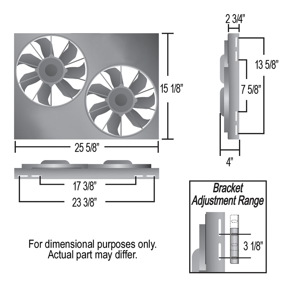 Derale Powerpack - High Output Dual 12" RAD Fan/Alum Shroud Kit w/ PWM Controller — Gray/Black (66825)