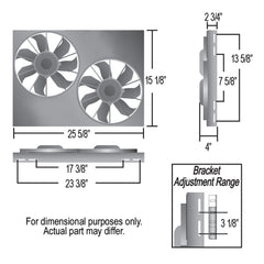 Derale Powerpack - High Output Dual 12" RAD Fan/Alum Shroud Kit w/ PWM Controller — Gray/Black (66825)