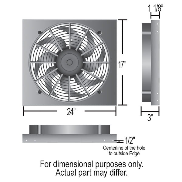 Derale Powerpack - High Output Single 17" RAD Fan/Aluminum Shroud Kit with PWM Controller — Gray/Black (66828)