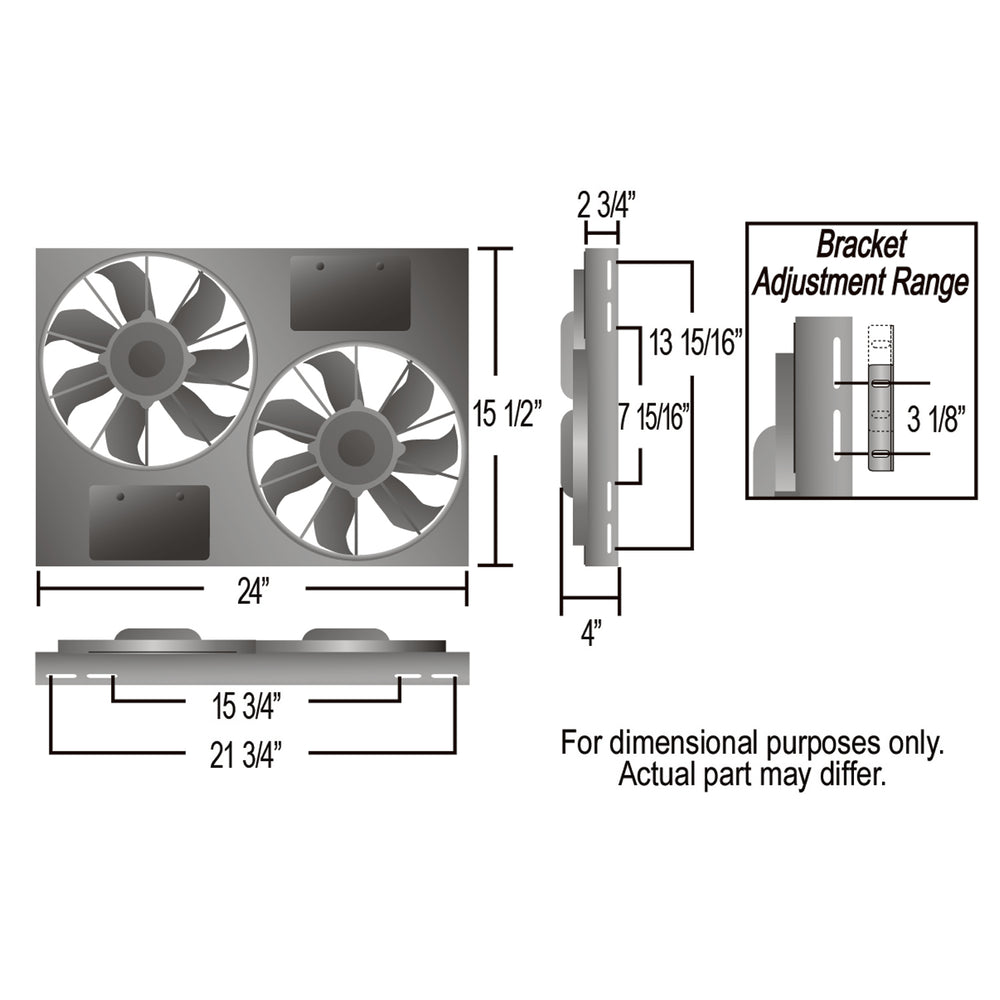 Derale Powerpack - High Output Dual 11" RAD Fan/Alum Shroud Kit w/ PWM Controller — Gray/Black (66831)