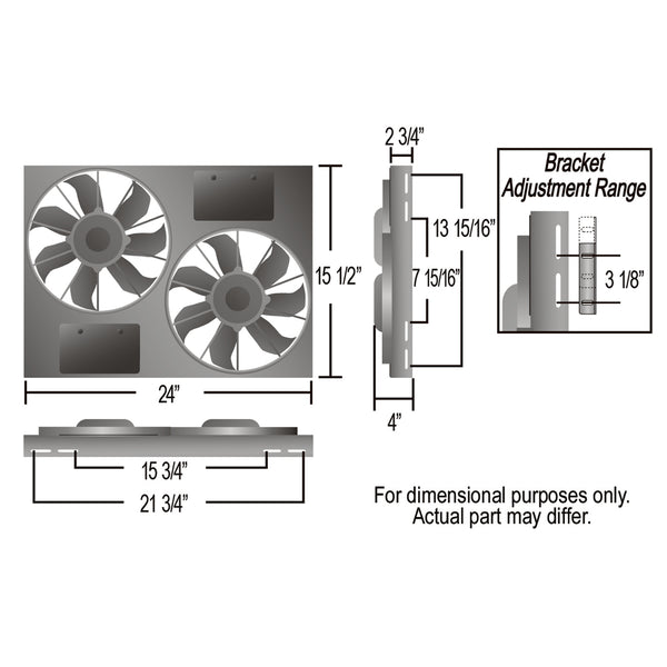 Derale Powerpack - High Output Dual 11" RAD Fan/Aluminum Shroud Kit with PWM Controller — Gray/Black (66831)