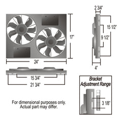 Derale Powerpack - High Output Dual 11" RAD Fan/Alum Shroud Kit w/ PWM Controller — Gray/Black (66833)