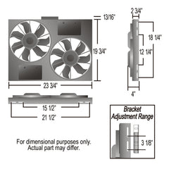 Derale Powerpack - High Output Dual 11" RAD Fan/Alum Shroud Kit w/ PWM Controller — Gray/Black (66835)