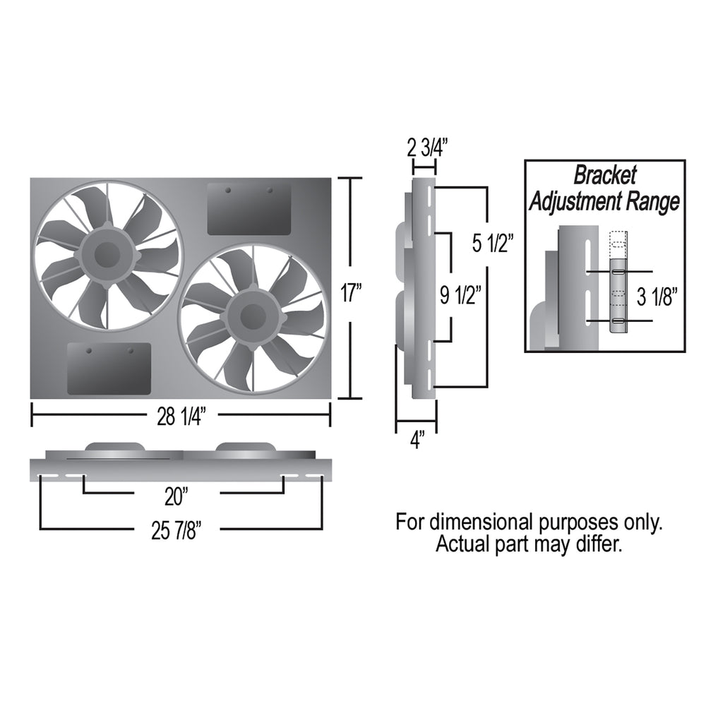 Derale Powerpack - High Output Dual 12" RAD Fan/Alum Shroud Kit w/ PWM Controller — Gray/Black (66838)
