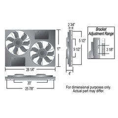 Derale Powerpack - High Output Dual 12" RAD Fan/Alum Shroud Kit w/ PWM Controller — Gray/Black (66838)